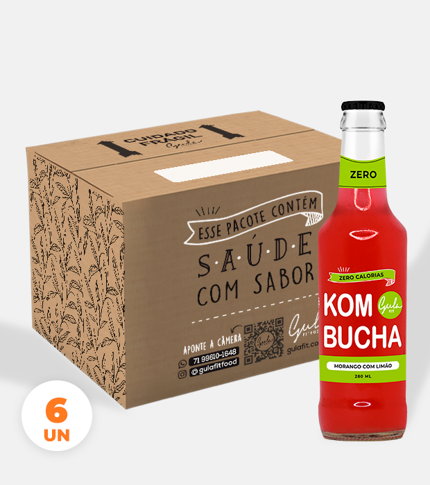 COMBO 6 KOMBUCHAS MORANGO E LIMÃO - 280ML