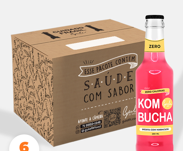 COMBO 6 KOMBUCHAS PITAYA E MARACUJÁ - 280ML