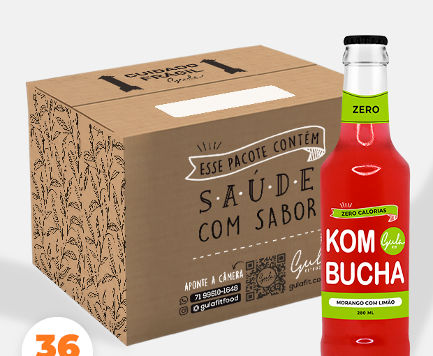 COMBO 36 KOMBUCHAS MORANGO E LIMÃO  - 280ML