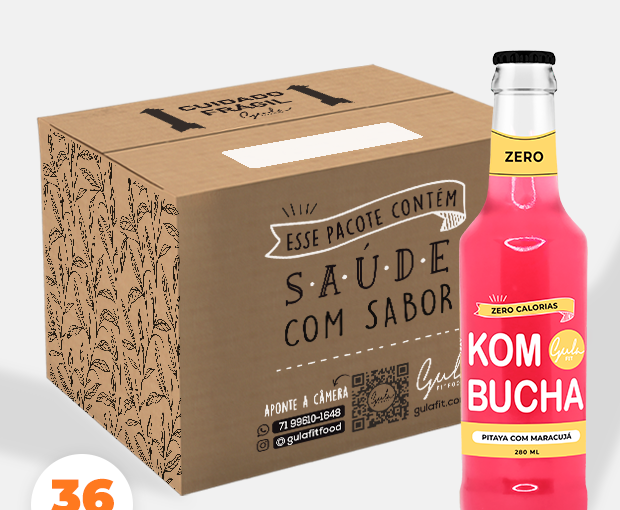 COMBO 36 KOMBUCHAS PITAYA E MARACUJÁ - 280ML