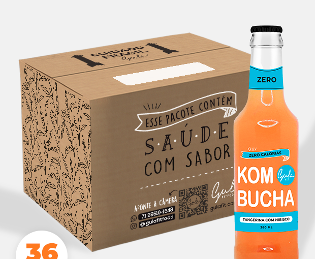 COMBO 36 KOMBUCHAS TANGERINA E HIBISCO - 280ML