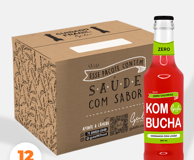 COMBO 12 KOMBUCHAS MORANGO E LIMÃO - 280ML