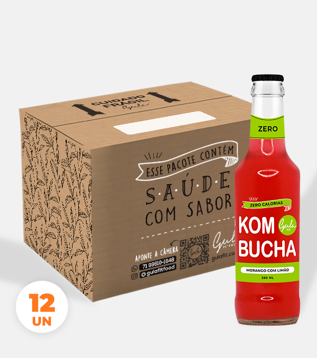 COMBO 12 KOMBUCHAS MORANGO E LIMÃO - 280ML