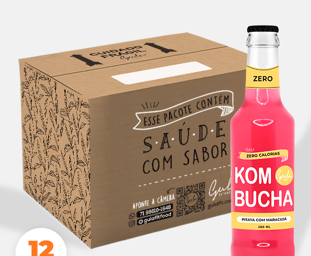 COMBO 12 KOMBUCHAS PITAYA E MARACUJÁ - 280ML