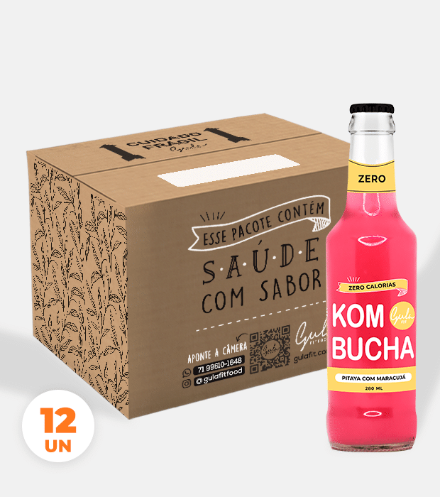 COMBO 12 KOMBUCHAS PITAYA E MARACUJÁ - 280ML