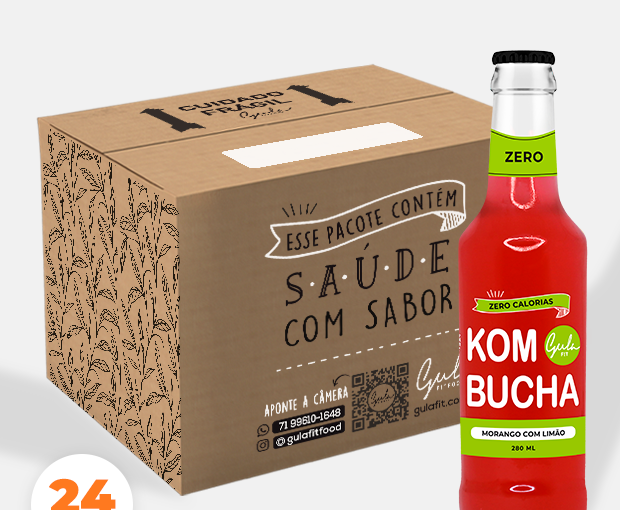 COMBO 24 KOMBUCHAS MORANGO E LIMÃO - 280ML