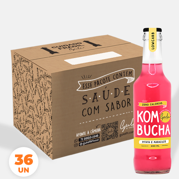 COMBO 36 KOMBUCHAS PITAYA E MARACUJÁ - 280ML