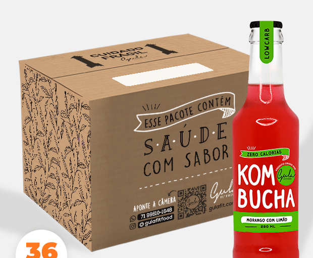 COMBO 36 KOMBUCHAS MORANGO E LIMÃO  - 280ML