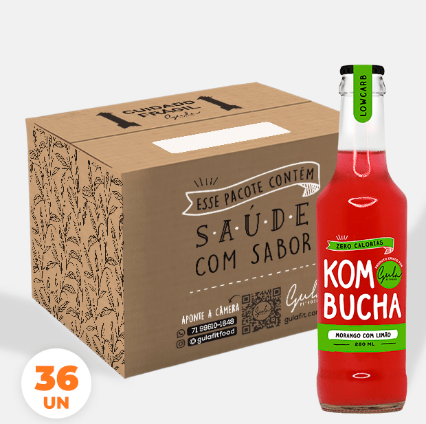 COMBO 36 KOMBUCHAS MORANGO E LIMÃO  - 280ML