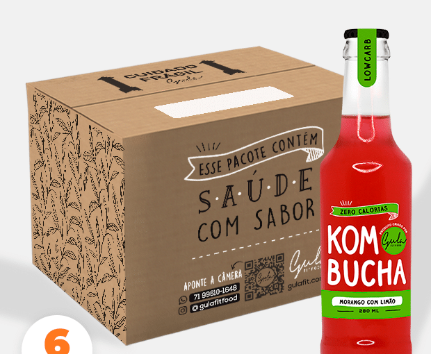 COMBO 6 KOMBUCHAS MORANGO COM LIMÃO – 280 ML