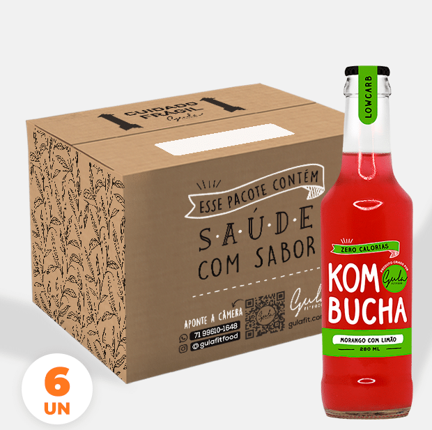 COMBO 6 KOMBUCHAS MORANGO COM LIMÃO – 280 ML