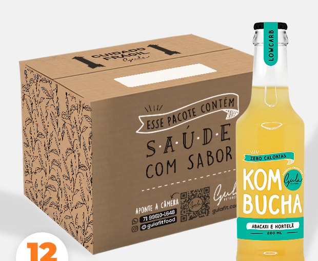 COMBO 12 KOMBUCHAS ABACAXI E HORTELÃ - 280ML