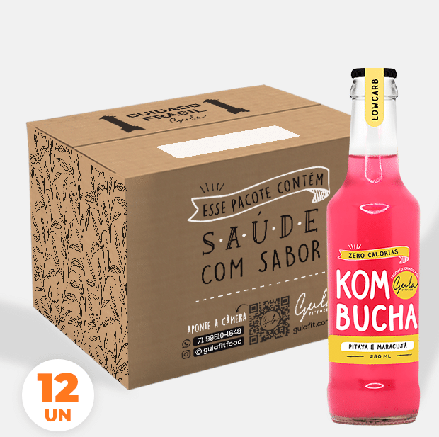 COMBO 12 KOMBUCHAS PITAYA E MARACUJÁ - 280ML