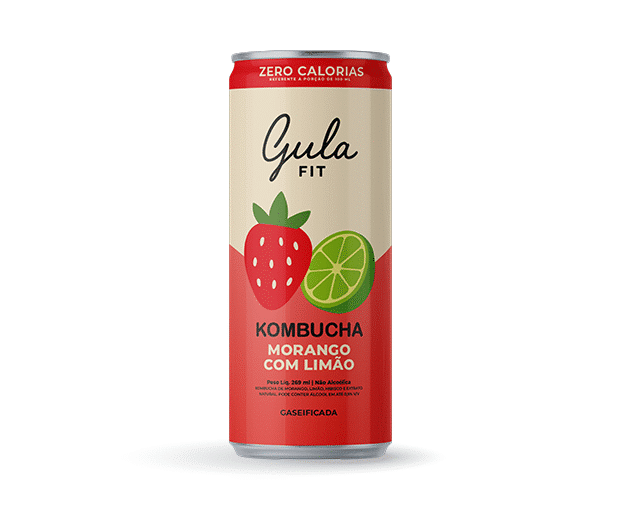 LATA KOMBUCHA MORANGO COM LIMÃO - 269 ML