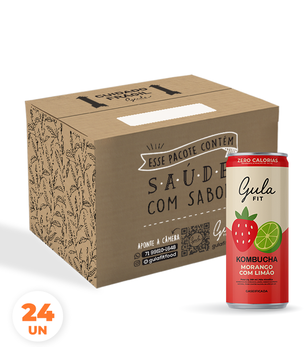 COMBO 24 LATAS KOMBUCHAS MORANGO COM LIMÃO - 269ML