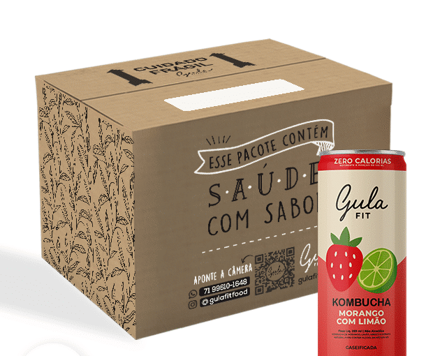 COMBO 06 LATAS KOMBUCHAS MORANGO COM LIMÃO - 269ML