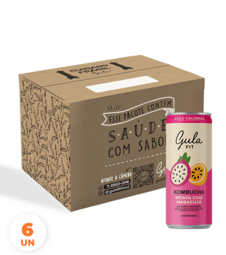 COMBO 06 LATAS KOMBUCHAS PITAYA COM MARACUJÁ - 269ML