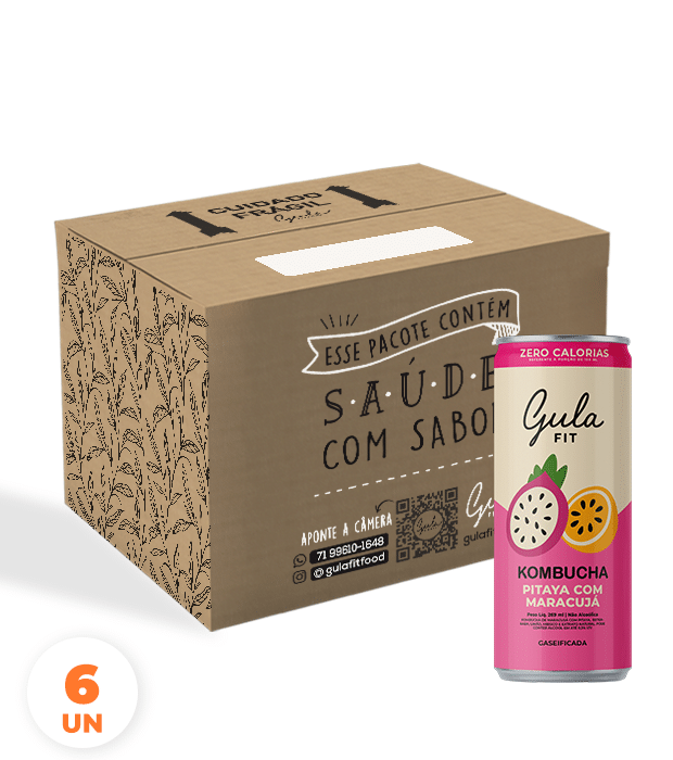 COMBO 06 LATAS KOMBUCHAS PITAYA COM MARACUJÁ - 269ML